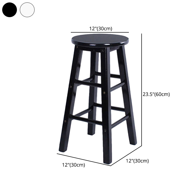 Modern Armless Backless Counter Stool Wood Cashier Bar Stool with Wooden Seat