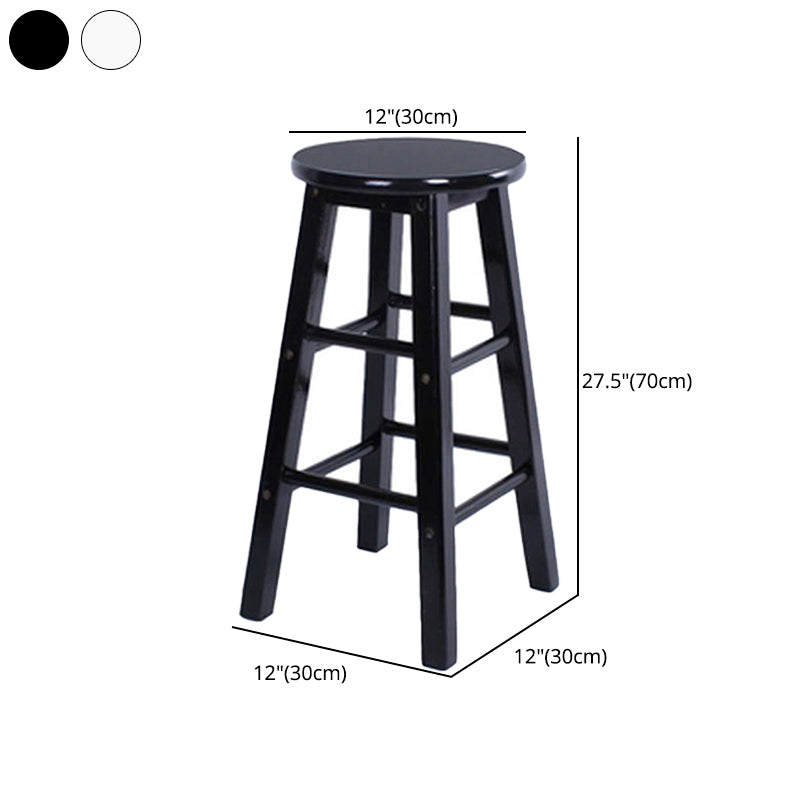 Modern Armless Backless Counter Stool Wood Cashier Bar Stool with Wooden Seat