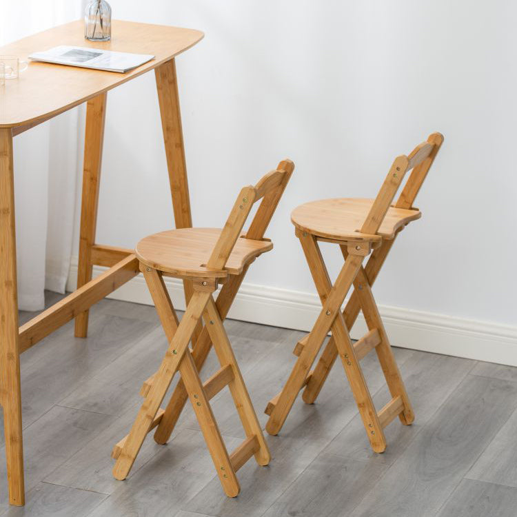 Modern Armless Foldable Counter Stool Wood Household Bar Stool with Pedal