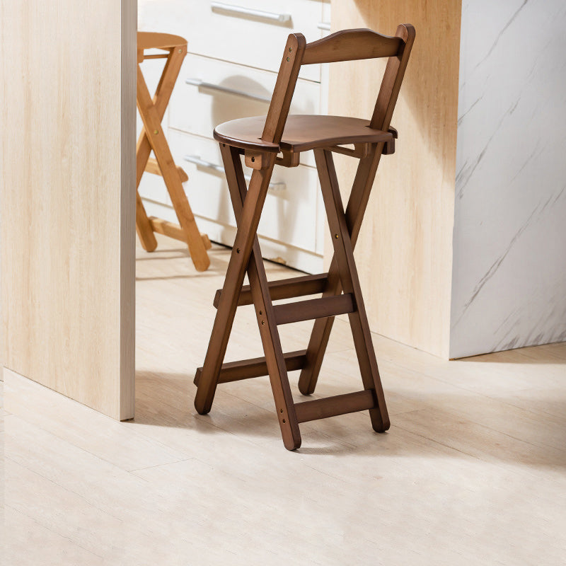 Modern Armless Foldable Counter Stool Wood Household Bar Stool with Pedal