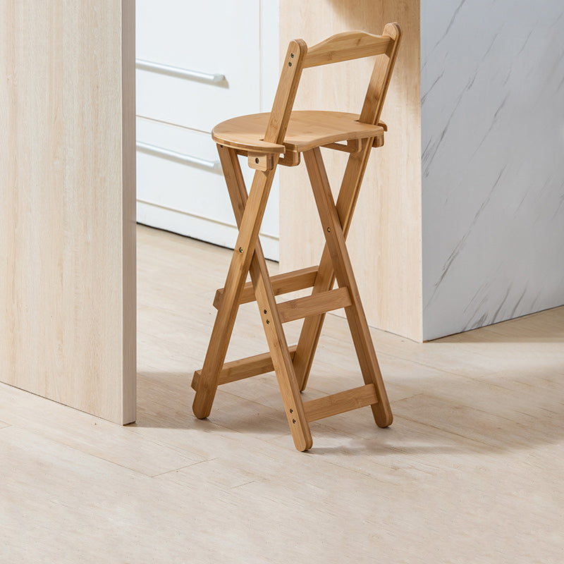 Modern Armless Foldable Counter Stool Wood Household Bar Stool with Pedal
