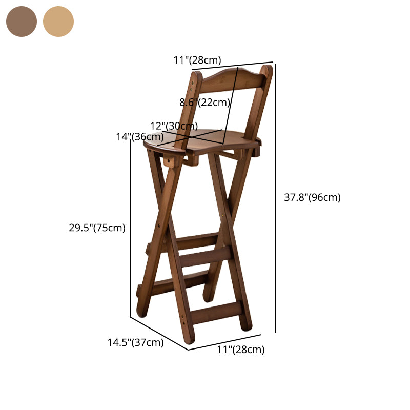 Modern Armless Foldable Counter Stool Wood Household Bar Stool with Pedal