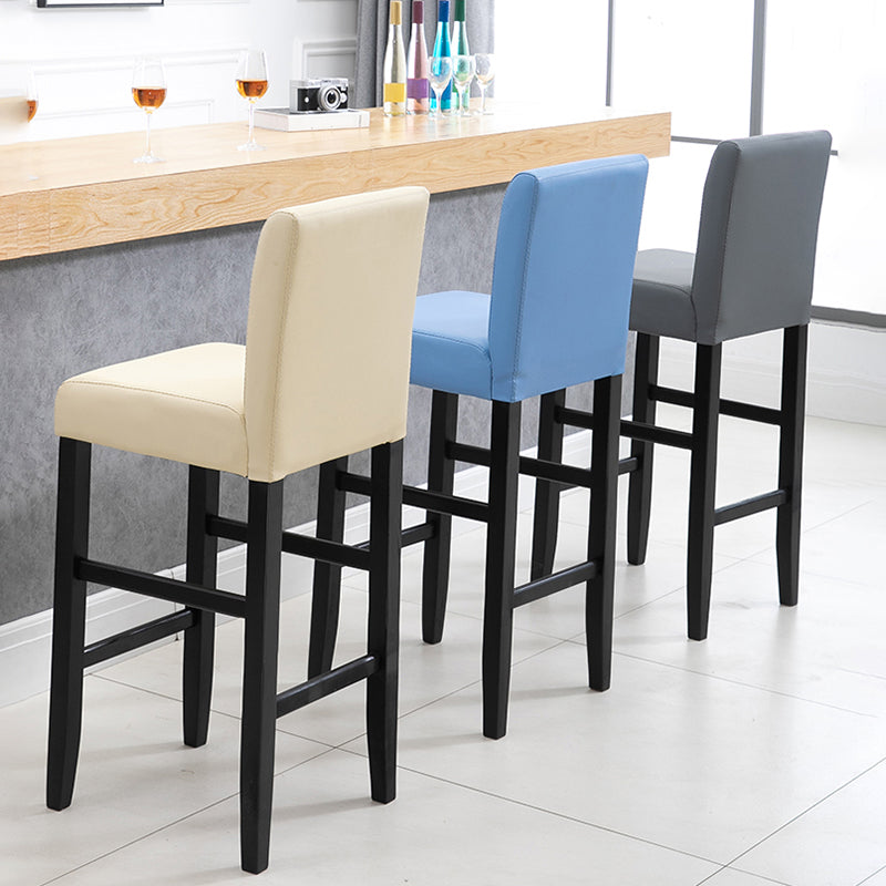 Contemporary Leather Solid Wood Barstool Bristol Bar Stool with Low Back
