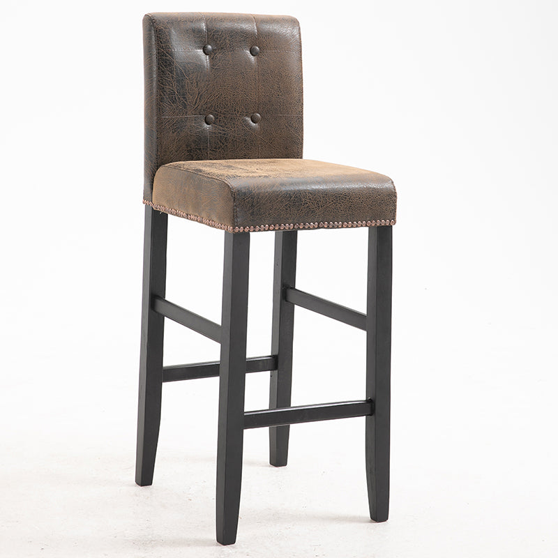 Contemporary Leather Solid Wood Barstool Bristol Bar Stool with Low Back