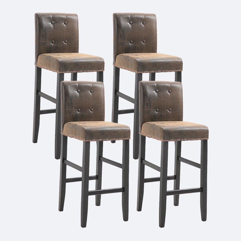 Contemporary Leather Solid Wood Barstool Bristol Bar Stool with Low Back