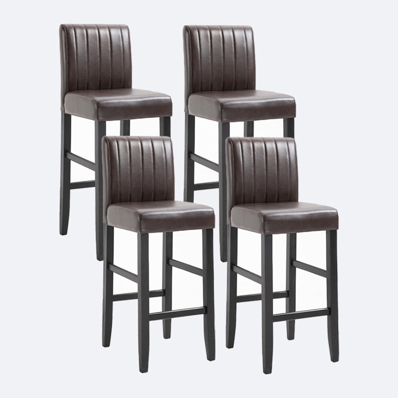 Contemporary Leather Solid Wood Barstool Bristol Bar Stool with Low Back