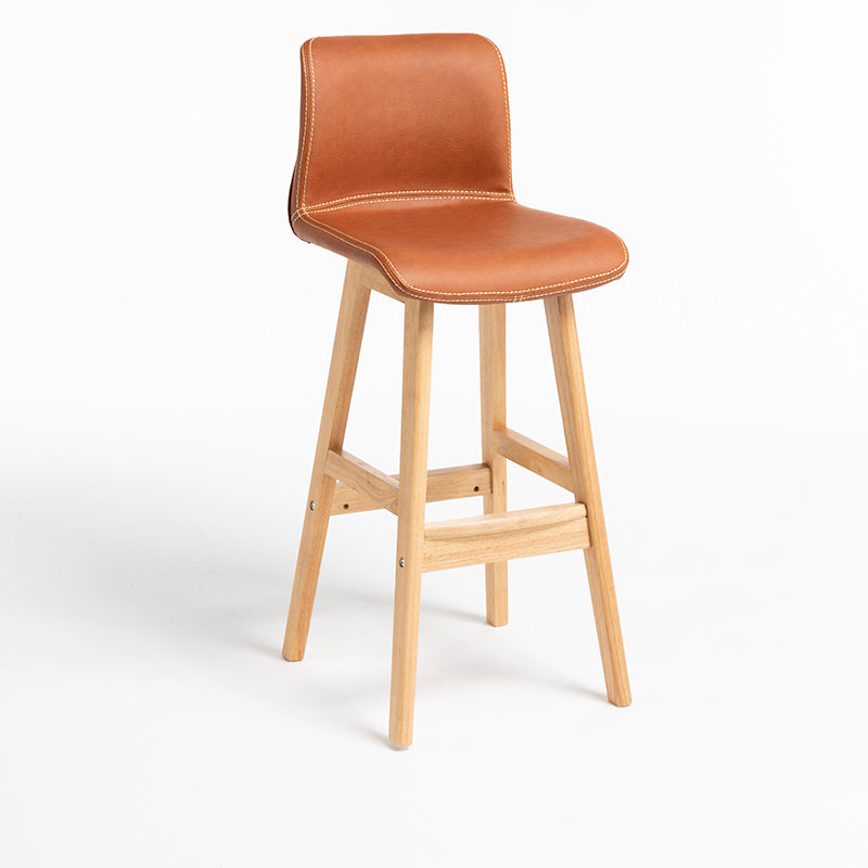 Eigentijdse leren massief houten barkrukken Bristol barkruk met lage rugleuning
