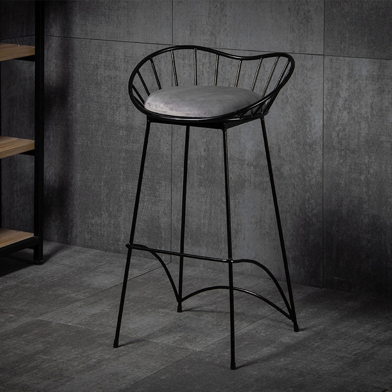 Modern Style Iron Bar Stool Low Back with Footrest Living Room Simple Bar Stool 30 Inches