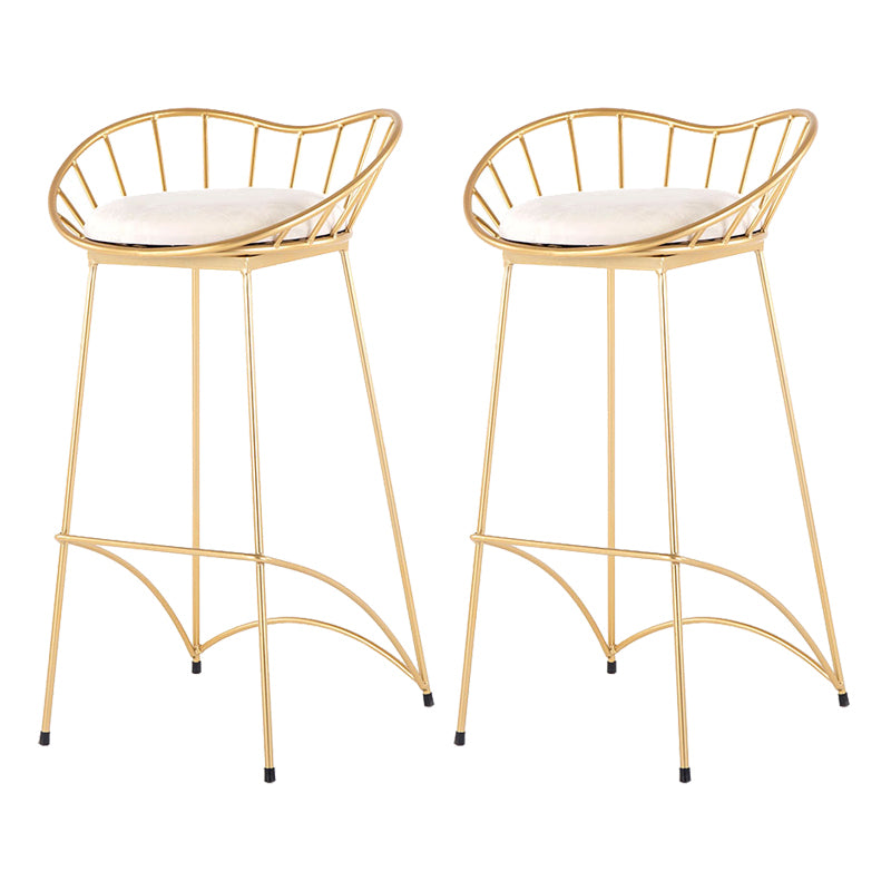 Modern Style Iron Bar Stool Low Back with Footrest Living Room Simple Bar Stool 30 Inches