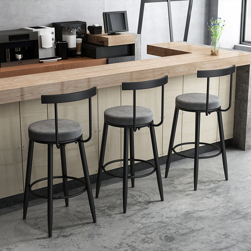 Modern Style Iron Bar Stool Low Back and Footrest Living Room Simple Bar Stool
