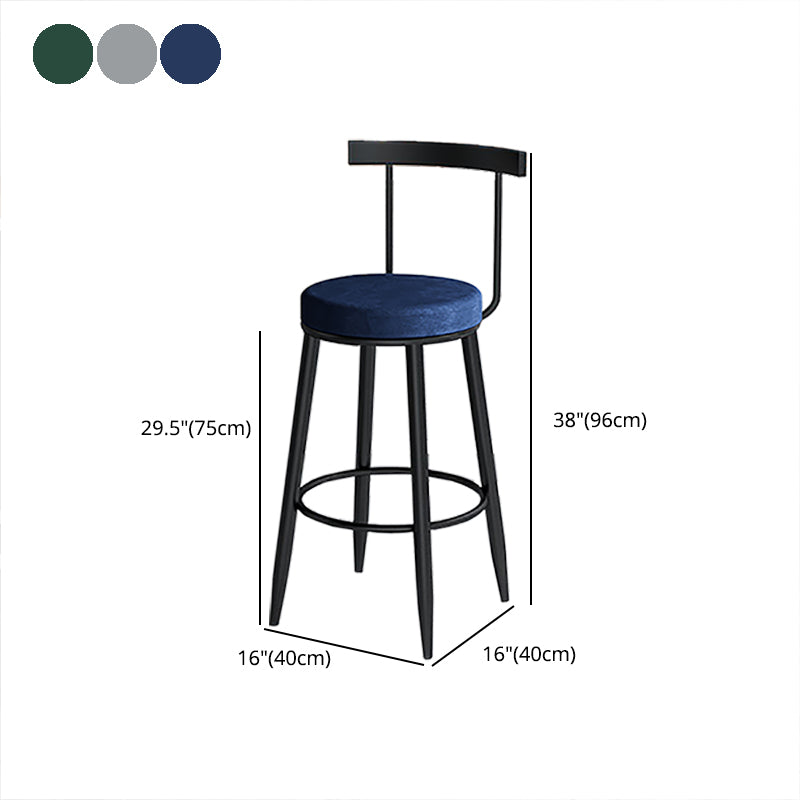 Modern Style Iron Bar Stool Low Back and Footrest Living Room Simple Bar Stool