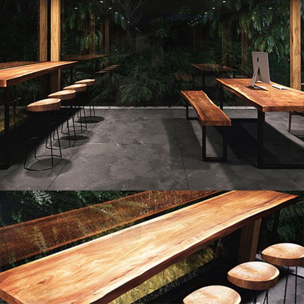 Brown Modern Style Specialty Table Solid Wood and Metal Coffee Shop Bar Table