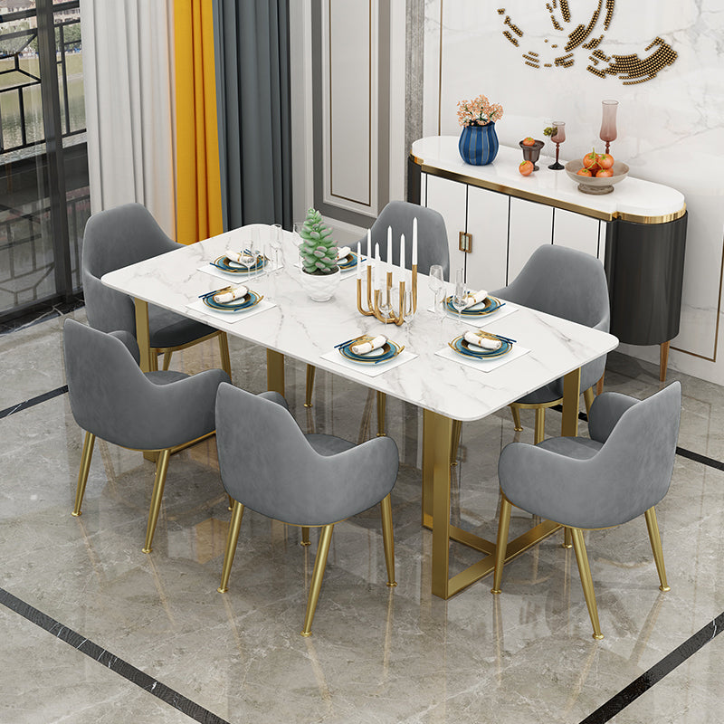 Glam Style 1/2/7 Pieces Dining Room Furniture Set Rectangular White Dining Table Set