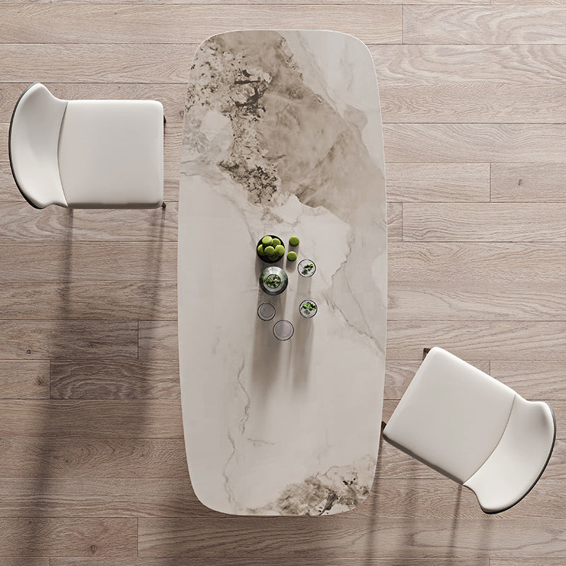 dern 1/2/3/5/7 Pieces Dining Set Sintered Stone Dining Table Set with Leather Chairs