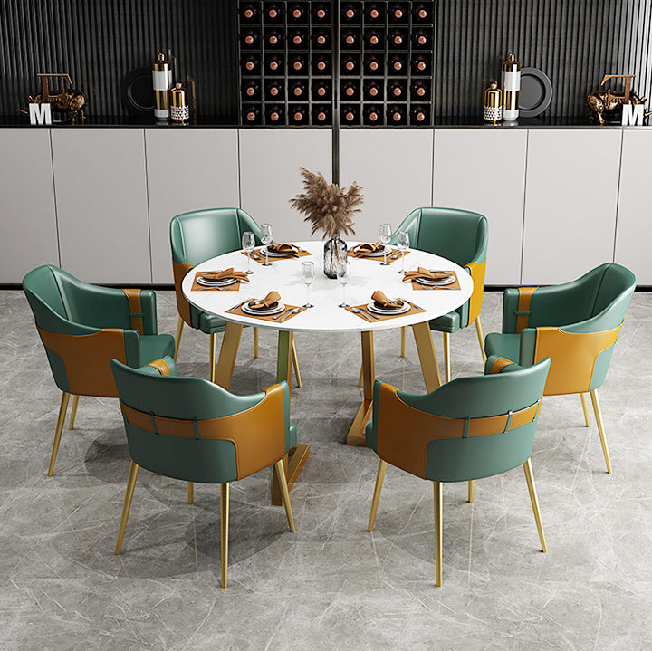Glam Style 1/2/7 Pieces Dinette Table with Dining Chair Round Shape Dining Table Set