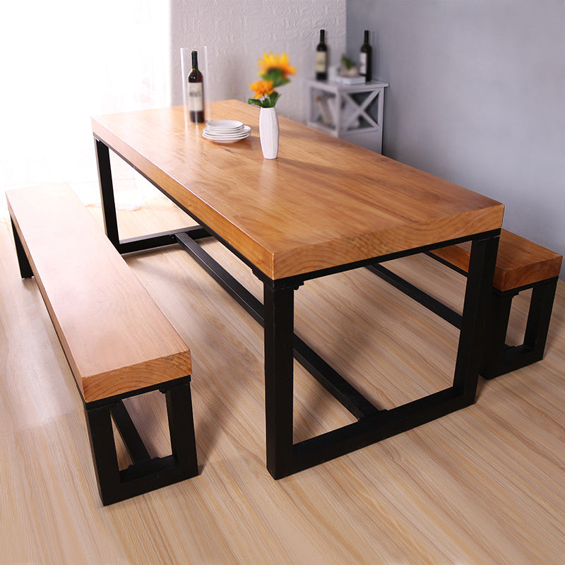 Industrial Style 1/2/3/4 Pieces Dinette Set Solid Wood Table and Bench Set