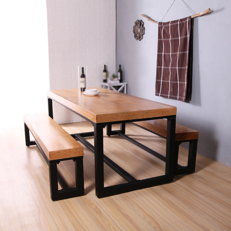 Industrial Style 1/2/3/4 Pieces Dinette Set Solid Wood Table and Bench Set