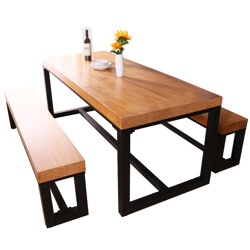Industrial Style 1/2/3/4 Pieces Dinette Set Solid Wood Table and Bench Set
