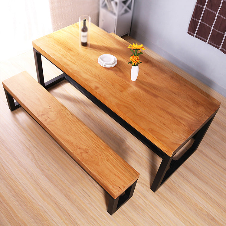 Industrial Style 1/2/3/4 Pieces Dinette Set Solid Wood Table and Bench Set