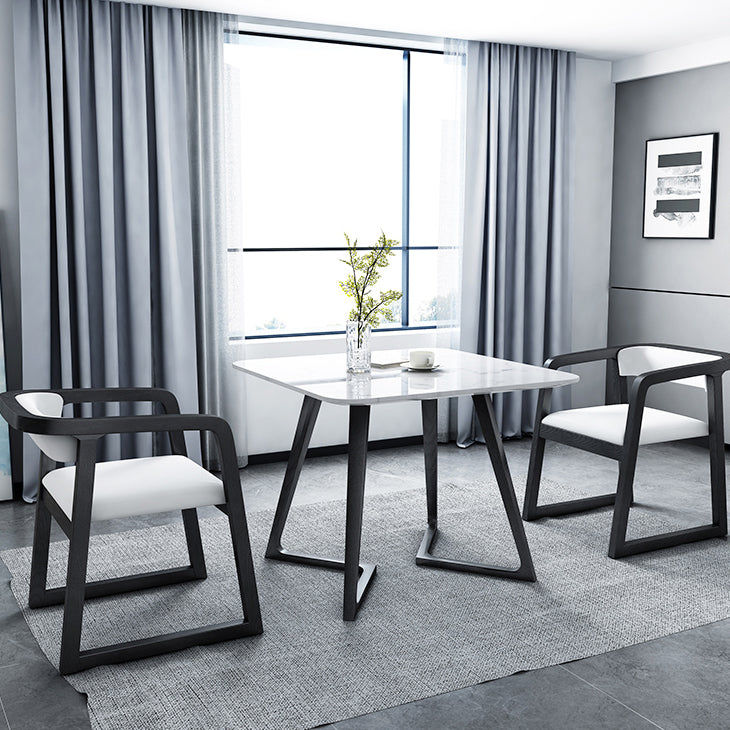 Mesa de piedra con pedestal doble, mesa de comedor de estilo industrial para interiores