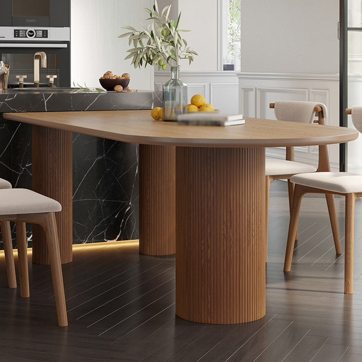 Moderne stijl eettafel massief houten eettafel met 3 poten voor keuken