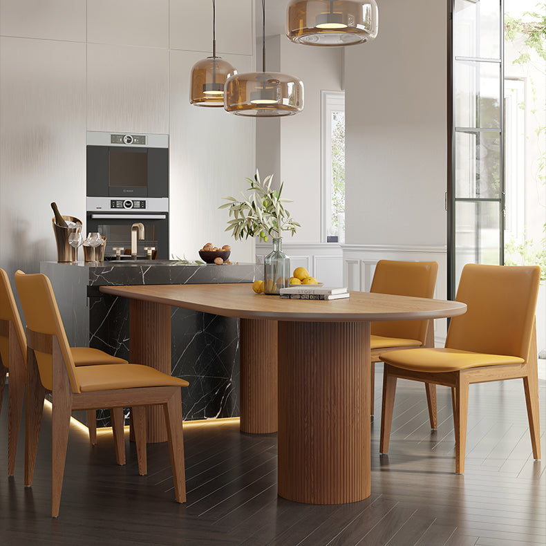 Moderne stijl eettafel massief houten eettafel met 3 poten voor keuken