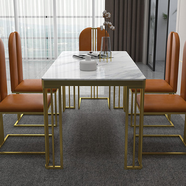 Metal Traditional Luxury Rectangle Indoor Table Marble Top Table with 4 Legs