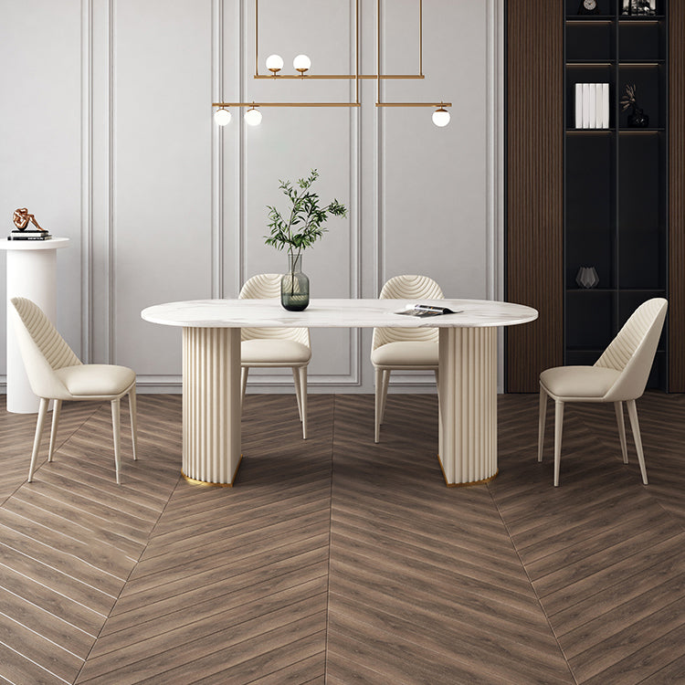Traditionele luxe eettafel Ovaal Dubbele voetstuk Dining Site Tafel voor eetkamer