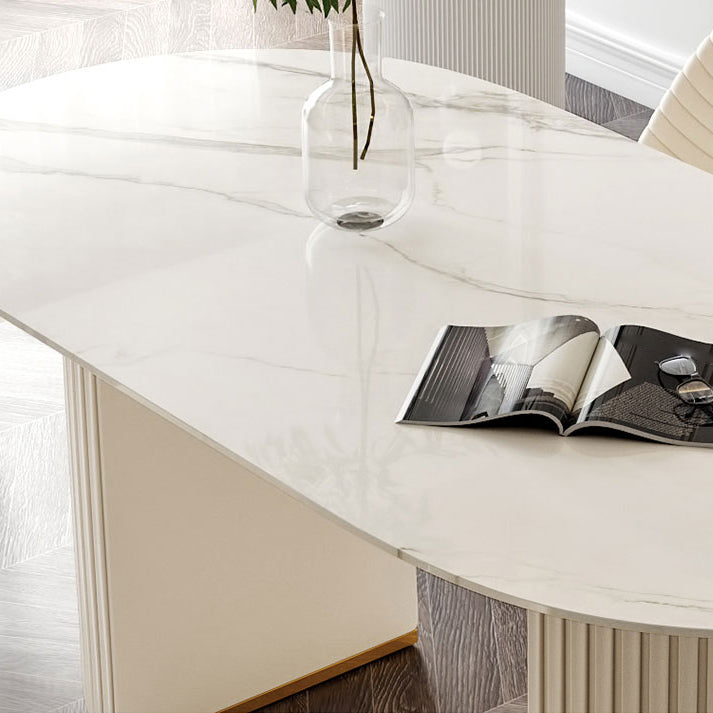 Traditionele luxe eettafel Ovaal Dubbele voetstuk Dining Site Tafel voor eetkamer
