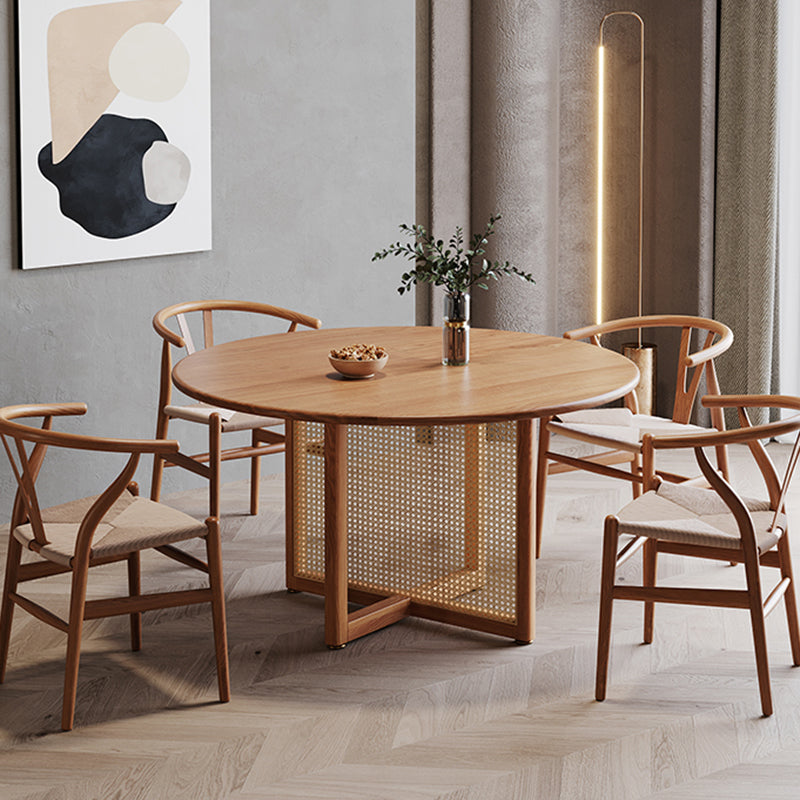 Mesa de comedor de madera maciza de pino, mesa de comedor de estilo sencillo para interior