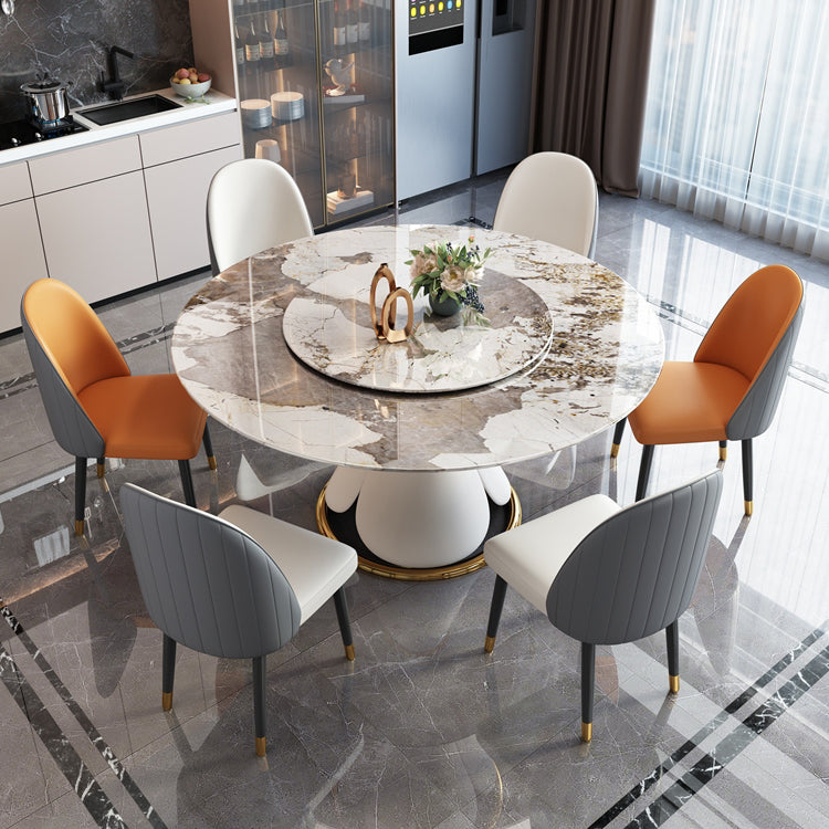 Traditional Luxury Round Dining Table Pedestal Dining Room Collection with Turntable