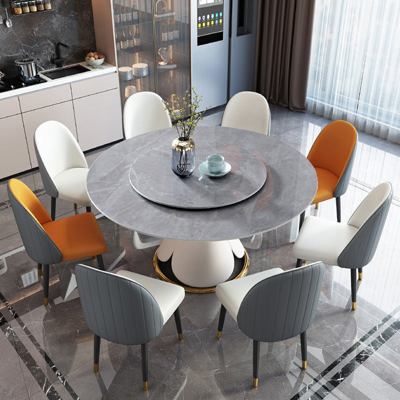 Traditional Luxury Round Dining Table Pedestal Dining Room Collection with Turntable