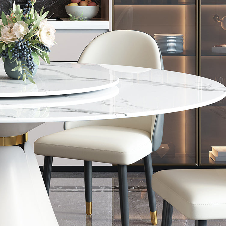 Traditional Luxury Round Dining Table Pedestal Dining Room Collection with Turntable