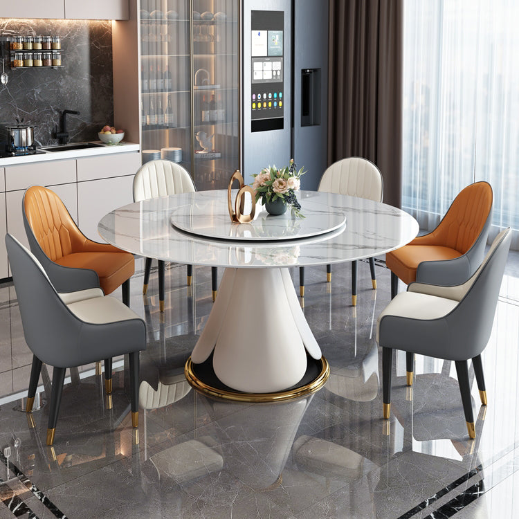 Traditional Luxury Round Dining Table Pedestal Dining Room Collection with Turntable