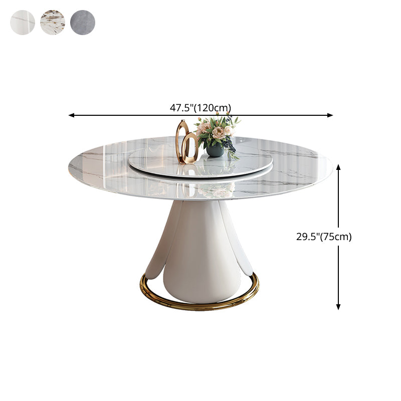 Traditional Luxury Round Dining Table Pedestal Dining Room Collection with Turntable