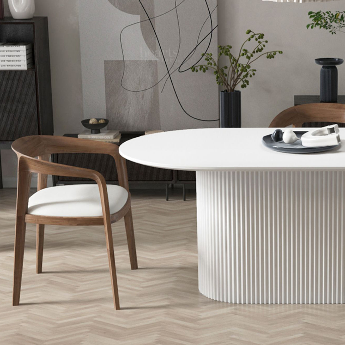 Muebles con base de pedestal, colección de comedor ovalada de estilo sencillo para el hogar