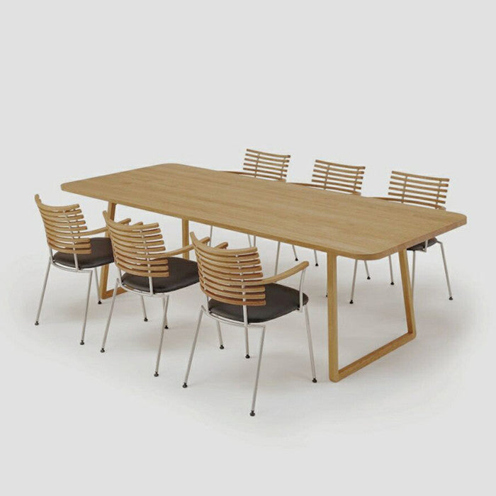 Rechthoek dubbele voetstuk industriële tafel vaste tabel met vast hout