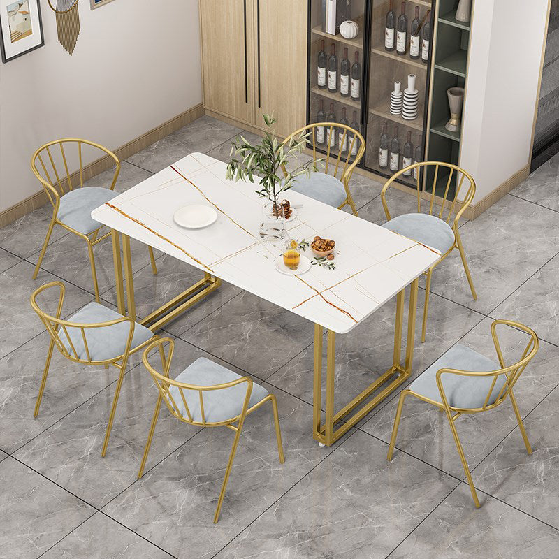 Mesa de comedor de piedra sinterizada Mesa trineo de lujo tradicional con marco dorado