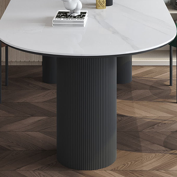 Mesa de comedor moderna de forma libre de metal, mesa de piedra sinterizada para comedor