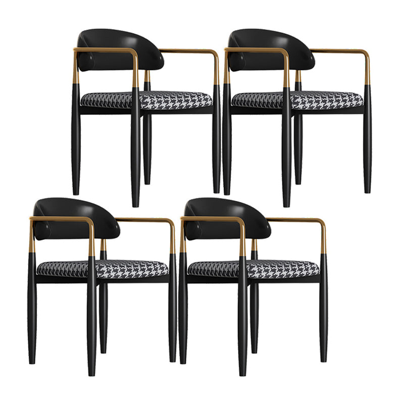 Silla de comedor casera tapizada contemporánea con respaldo abierto y acabado mate