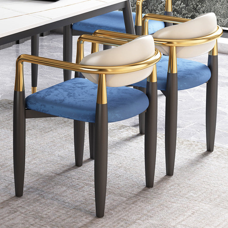 Silla de comedor casera tapizada contemporánea con respaldo abierto y acabado mate