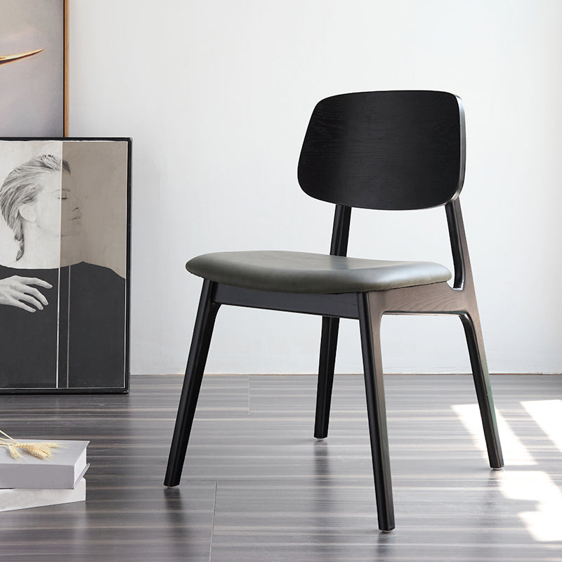 Silla de comedor moderna con respaldo abierto, silla lateral sin brazos de comedor de madera para el hogar