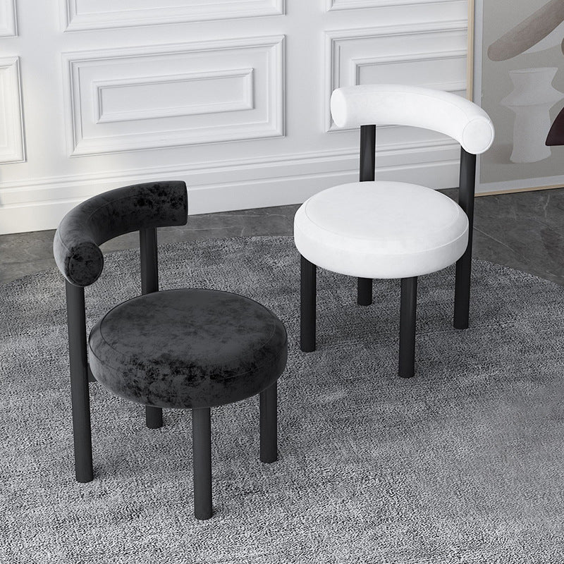 Silla lateral de terciopelo estilo diseñador, respaldo abierto, acabado mate, silla de comedor