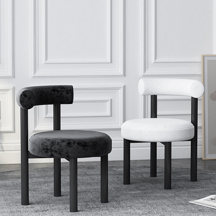 Silla lateral de terciopelo estilo diseñador, respaldo abierto, acabado mate, silla de comedor