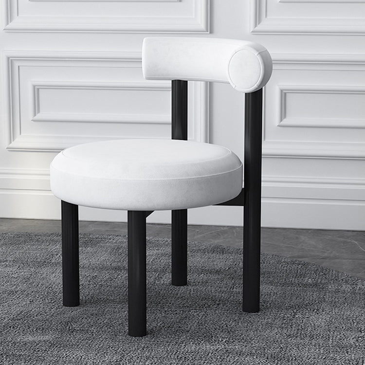 Silla lateral de terciopelo estilo diseñador, respaldo abierto, acabado mate, silla de comedor