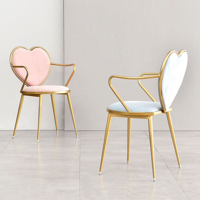El comedor del terciopelo de Glam preside la silla de comedor del brazo del metal para el uso del restaurante