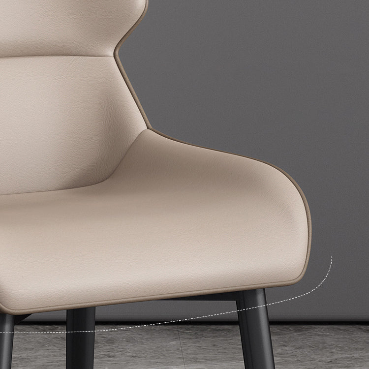 Silla de comedor moderna Parsons curvada de cuero con acabado mate