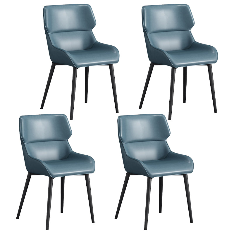 Silla de comedor moderna Parsons curvada de cuero con acabado mate