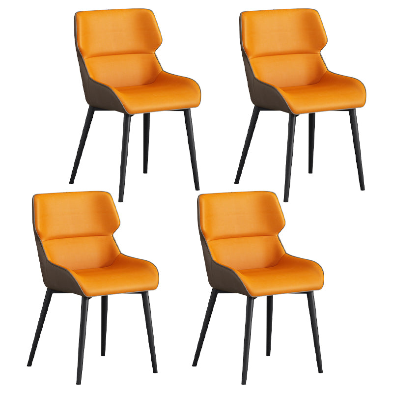 Silla de comedor moderna Parsons curvada de cuero con acabado mate