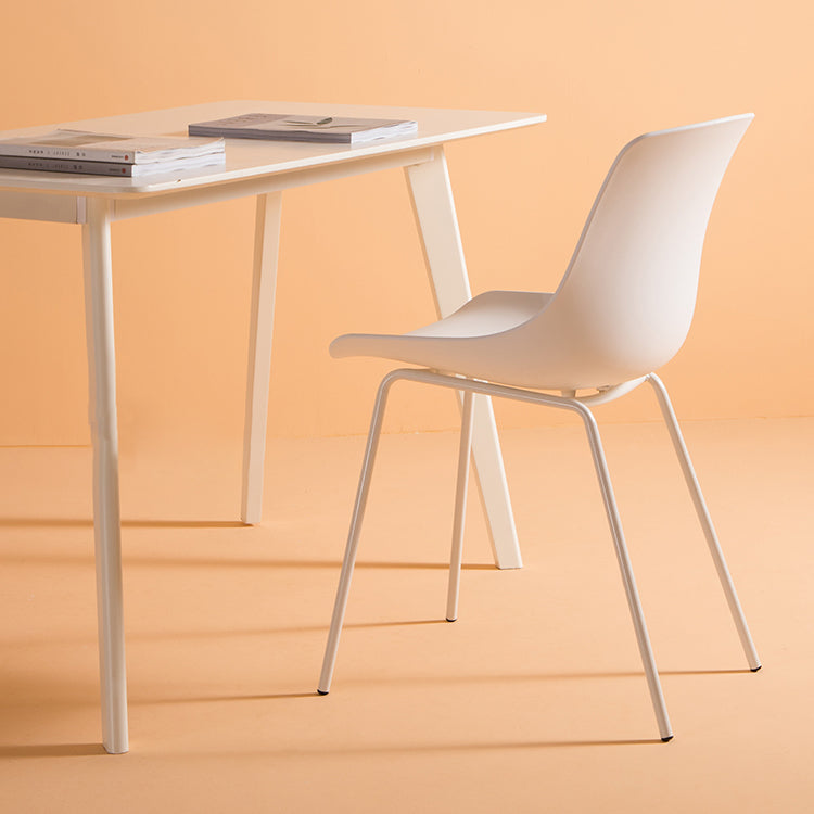 Sillas de comedor de estilo moderno, sillas laterales sin brazos con patas de metal